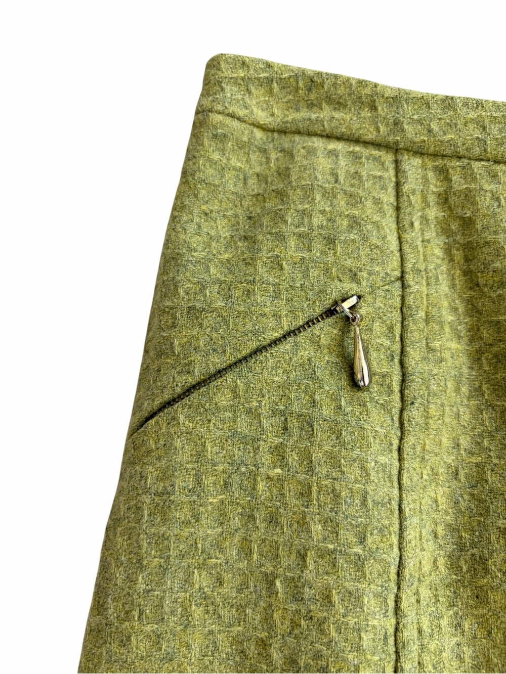 Vtg Milly of New York Olive Green A-Line Wool Blend Skirt Size 4 - Picture 4 of 7
